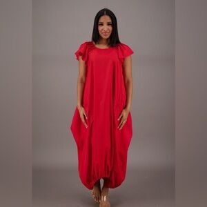 Red Maxi Flowing Grace Bubble Dress
